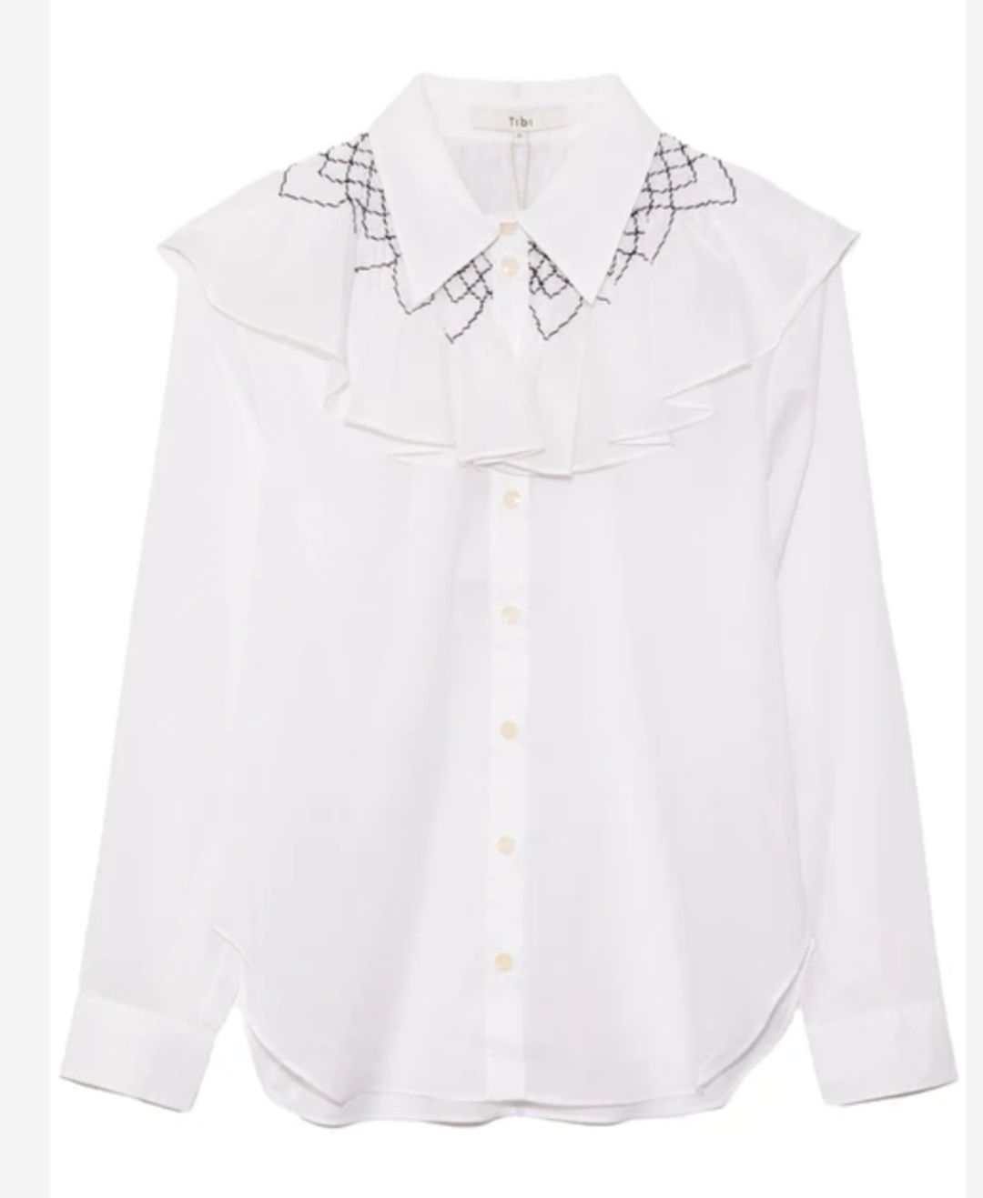 Emma Smocked Shirt White blouse with embroidered details