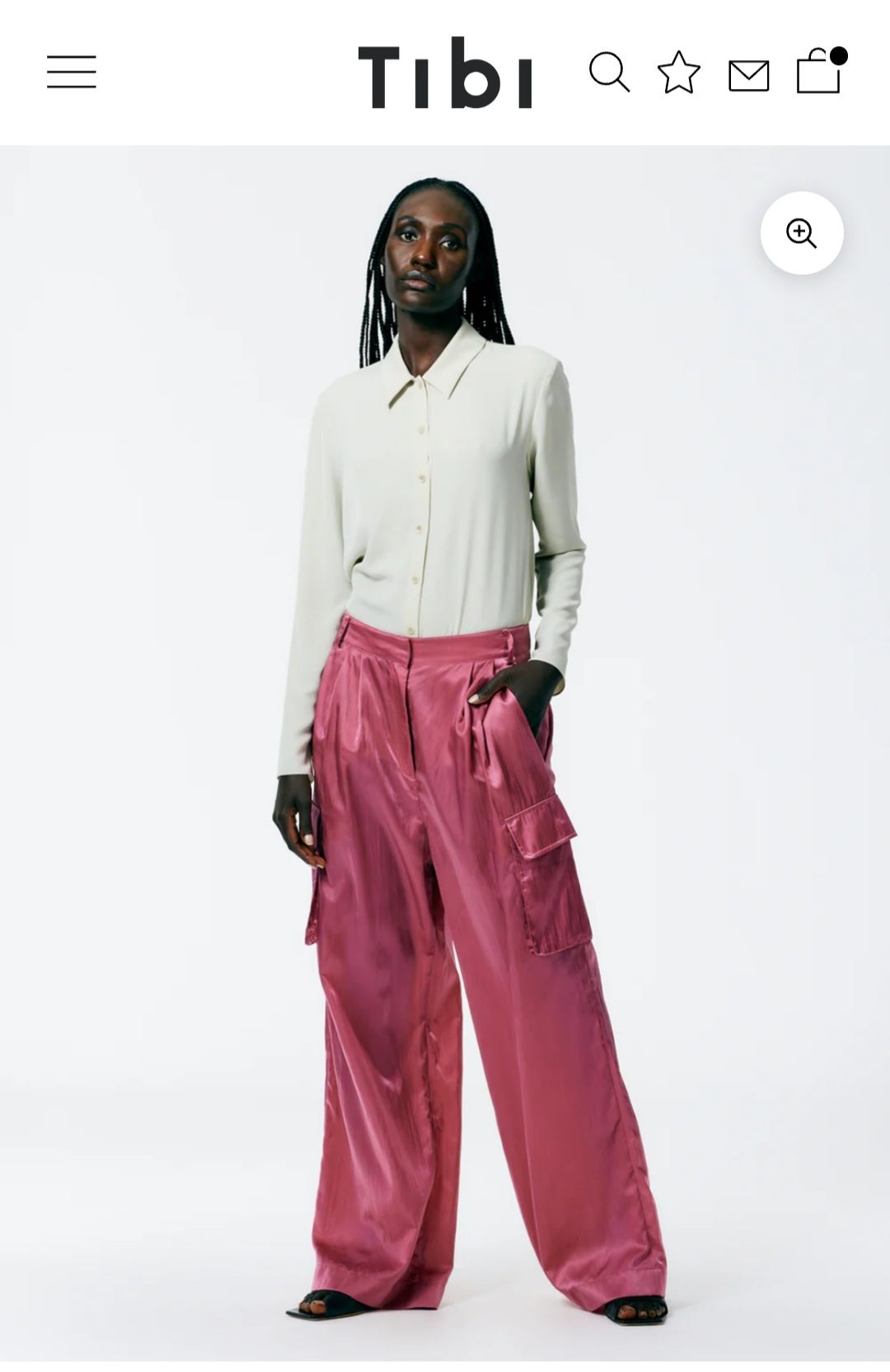 Shiny Nylon Pleated Stella Cargo Pant