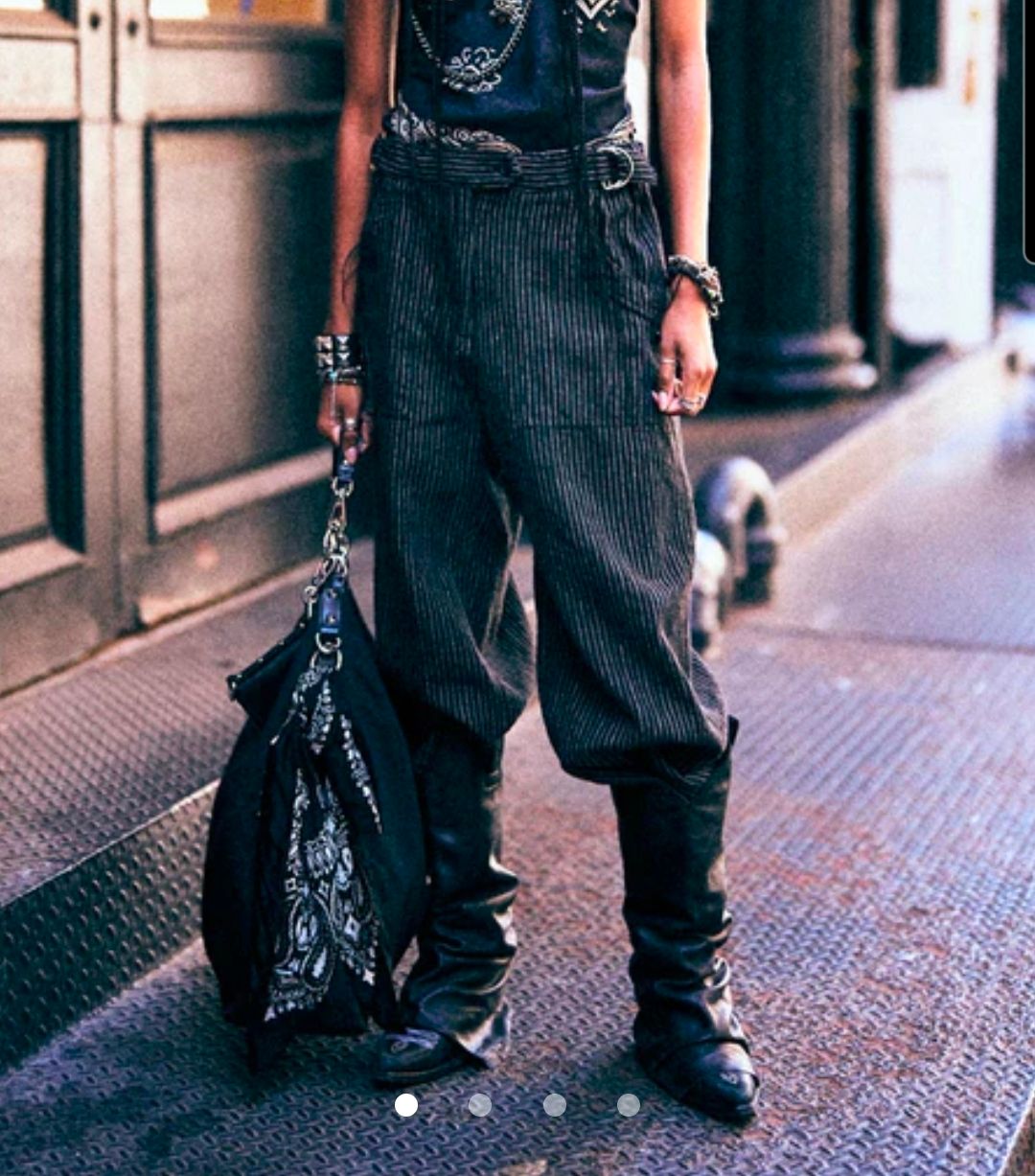 R13 Relaxed Pinstripe Linen Wool Crop Pants