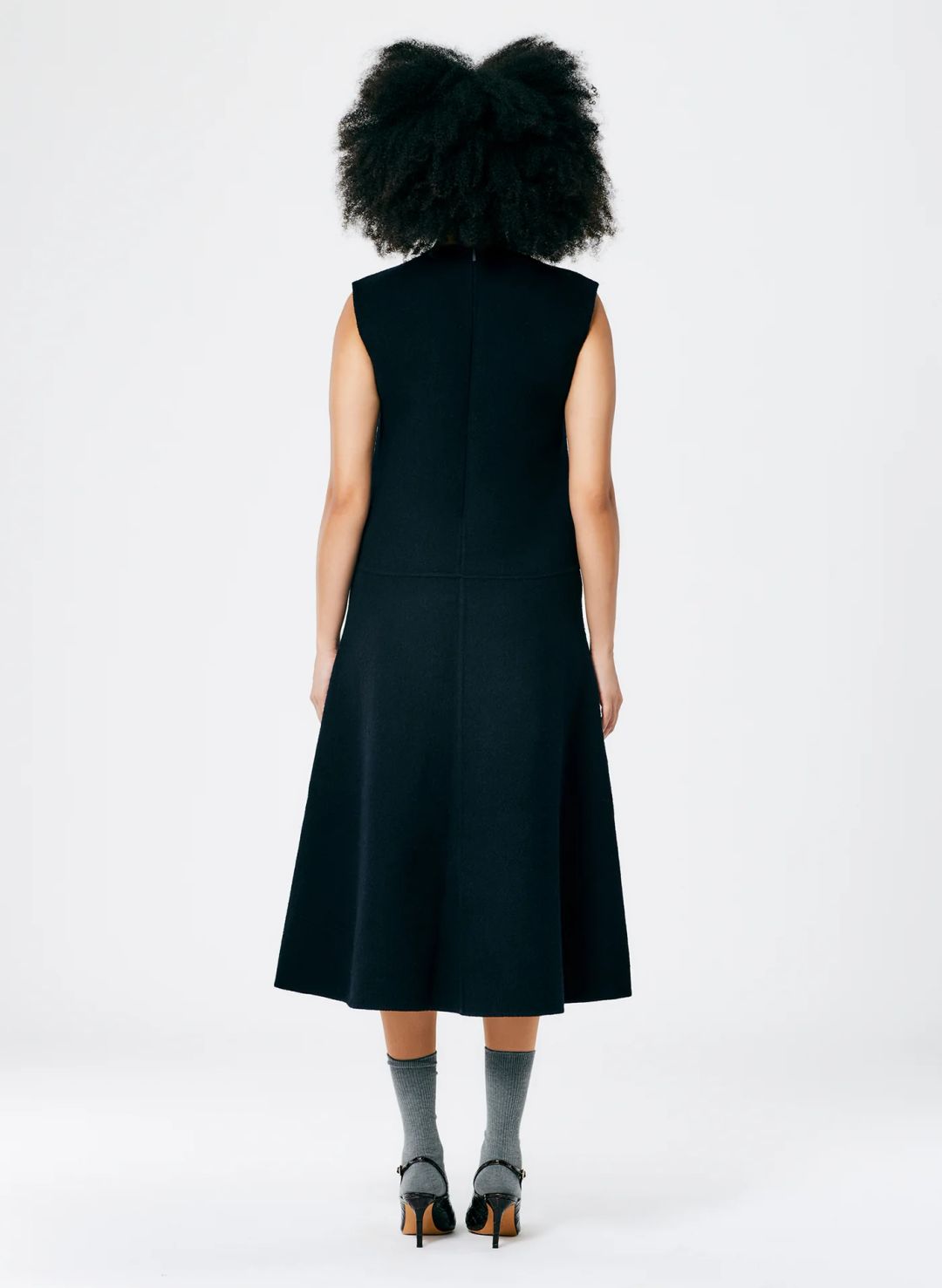 Luxe Double Faced Wool Angora V-Neck Dress