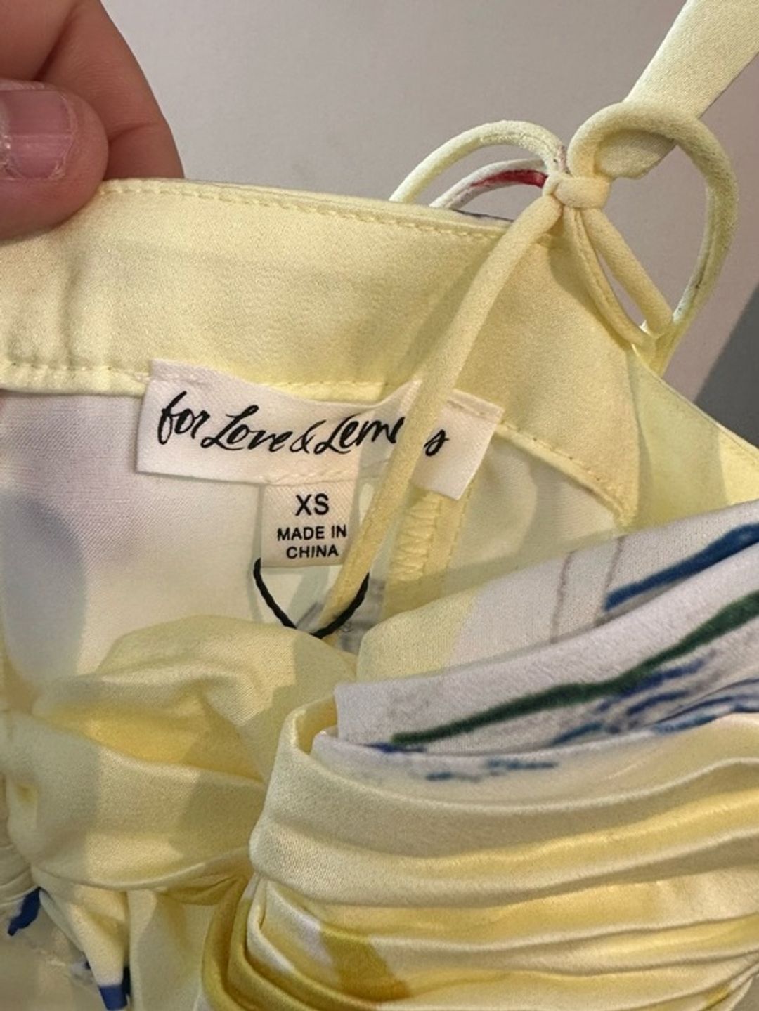 NWT For Love & Lemons Ciao Yellow Printed Sweetheart Mini Dress