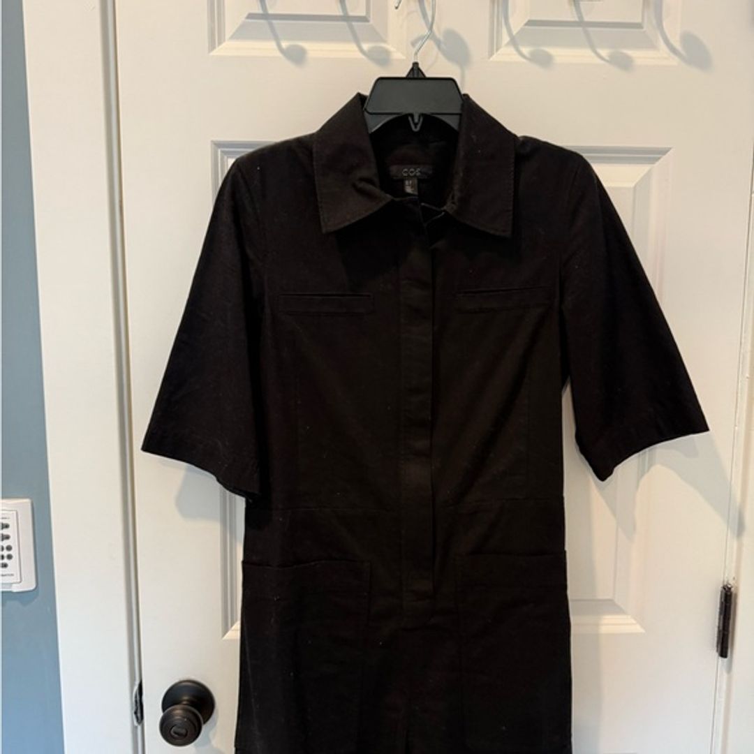 COS Cotton Twill Denim Romper Black