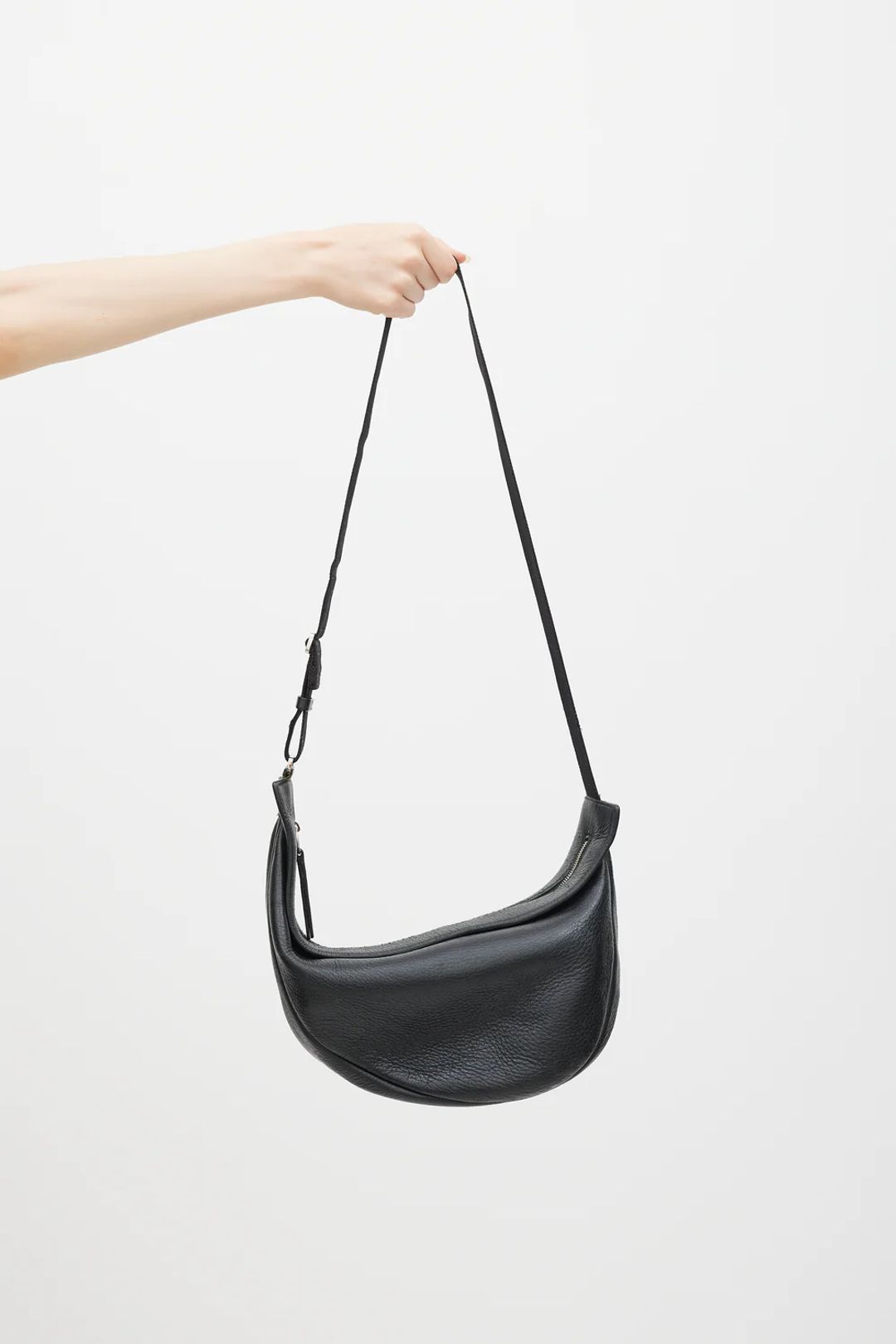 Slouchy Banana Leather Crossbody Bag In Black