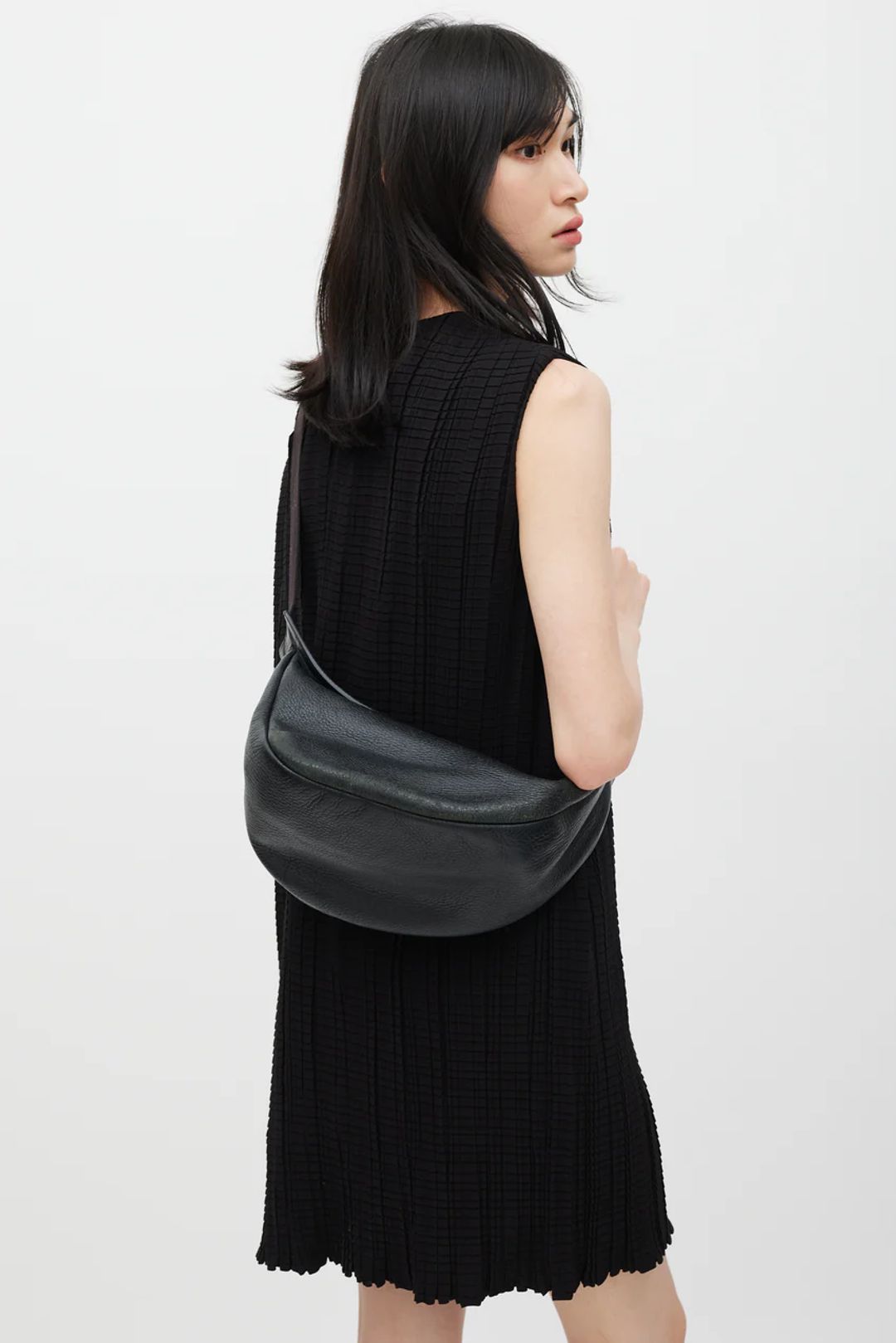 The Row Slouchy Banana Leather Crossbody Bag In Black