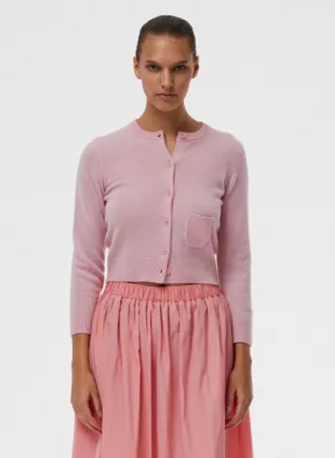 Pink cashmere shunken cardigan