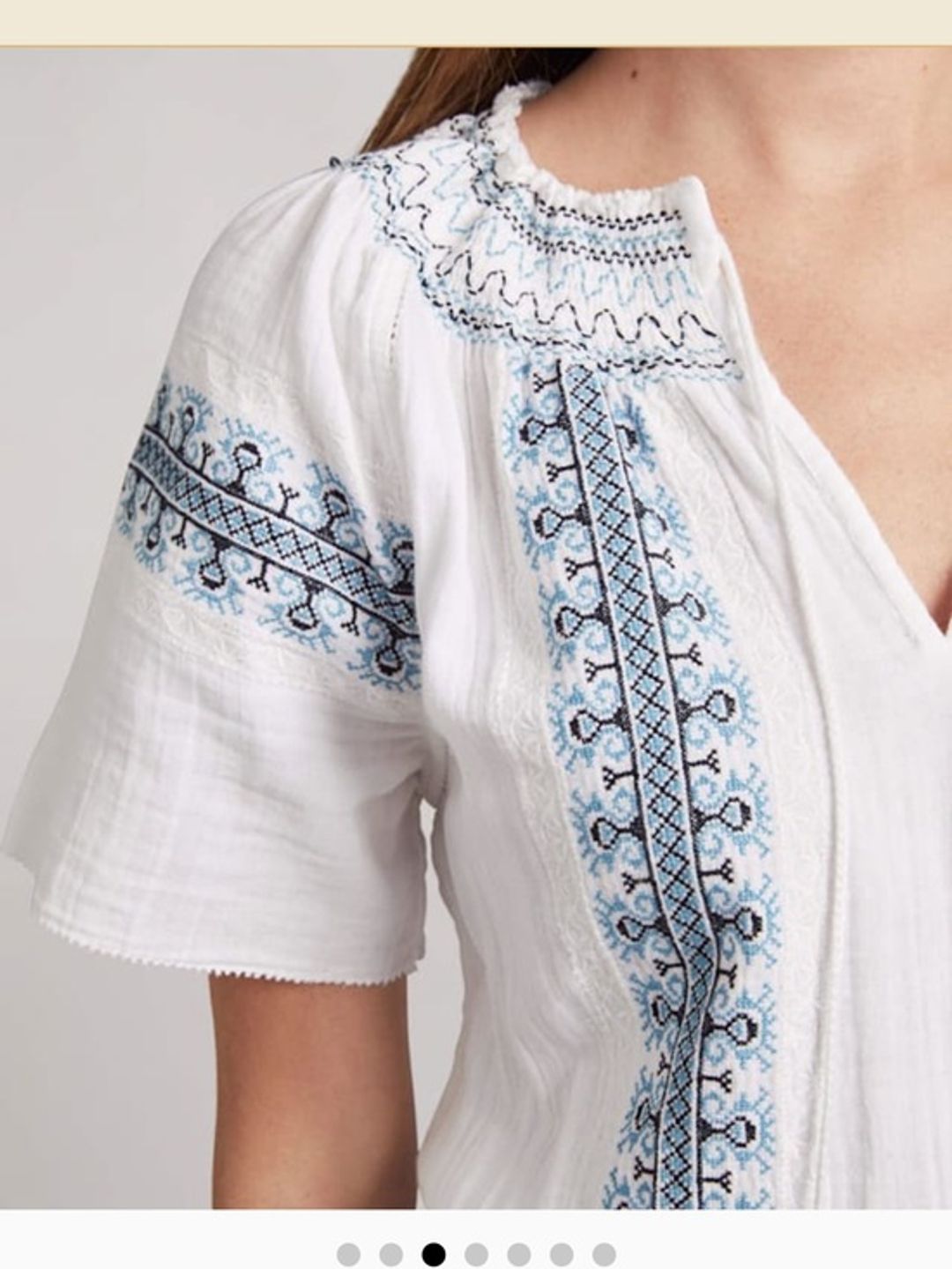 Faherty Catrina White Maxi Dress with Blue Embroidered Panels