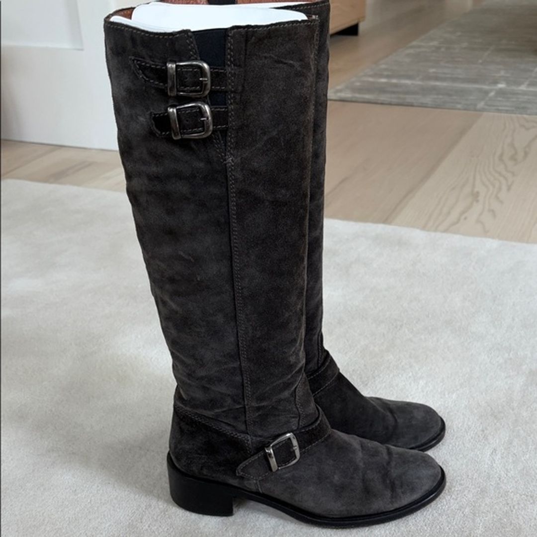 Loeffler Randall Dark Gray Suede Knee-High Boots