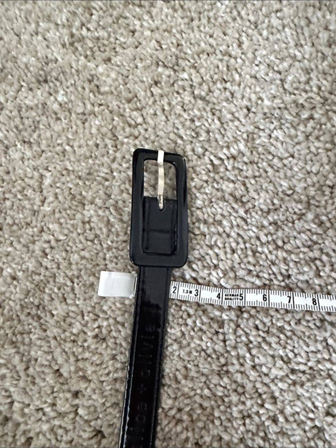 Alice + Olivia Black Patent Leather Belt with Rectangular Buckle
