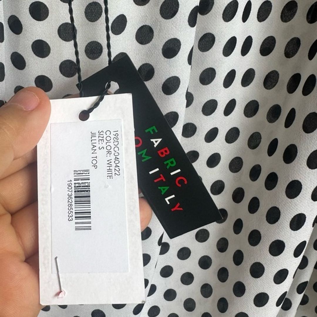 NWT Milly Jillian Black and White Polka Dot Off-Shoulder Blouse