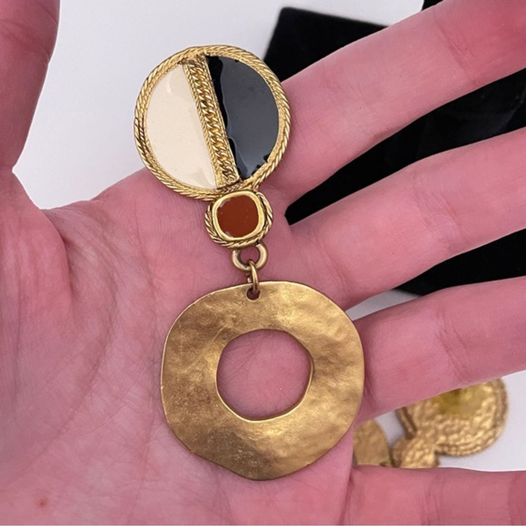 Vintage Gold and Black Earrings