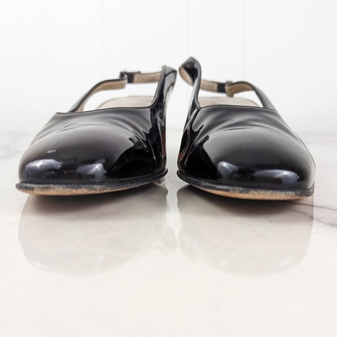 Ferragamo Patent Leather Sling Back Pumps Silver