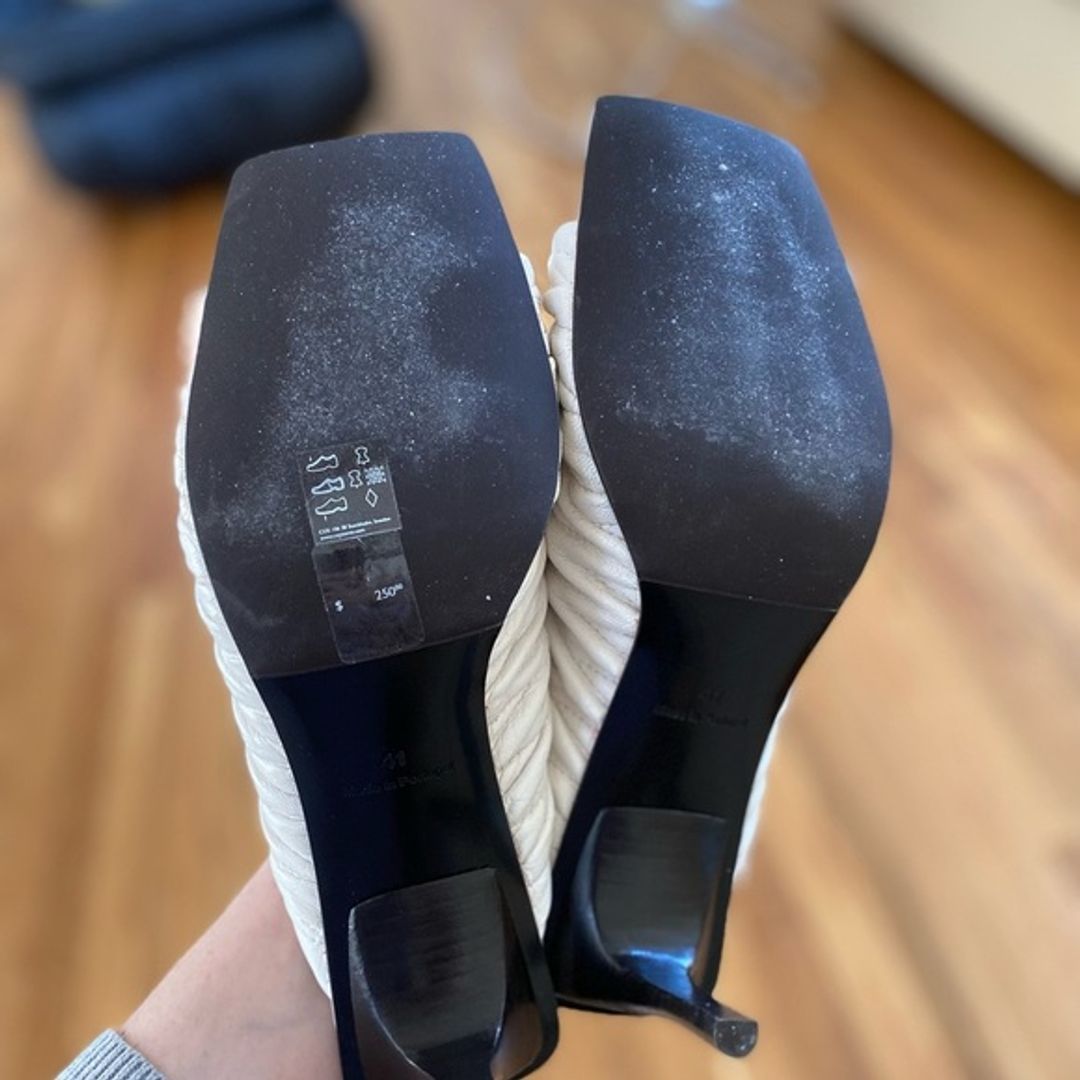 COS Women's Ivory Kitten Heel Mules