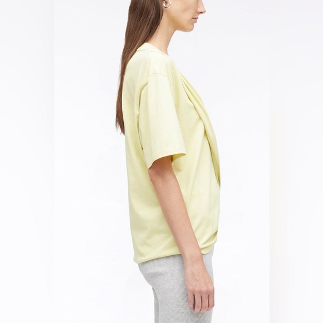 3.1 Phillip Lim Pale Yellow Short Sleeve Knot Front Tee