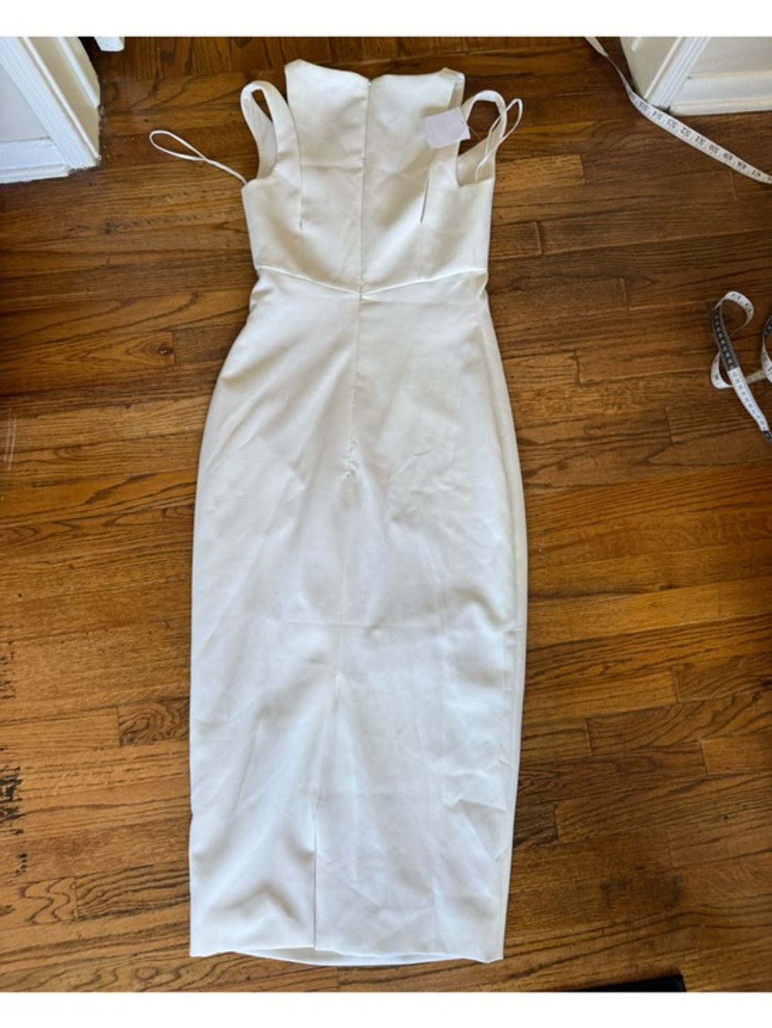 NWT Amsale Cream White V-Neck Midi Sheath Dress