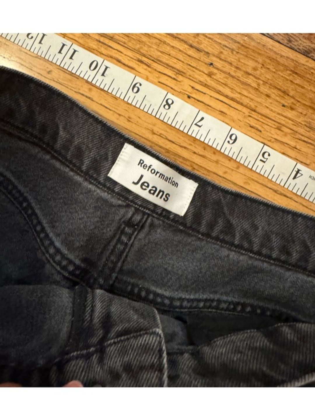 Reformation Kris Relaxed Jean High-Waist Black Washed Front Seam Jeans