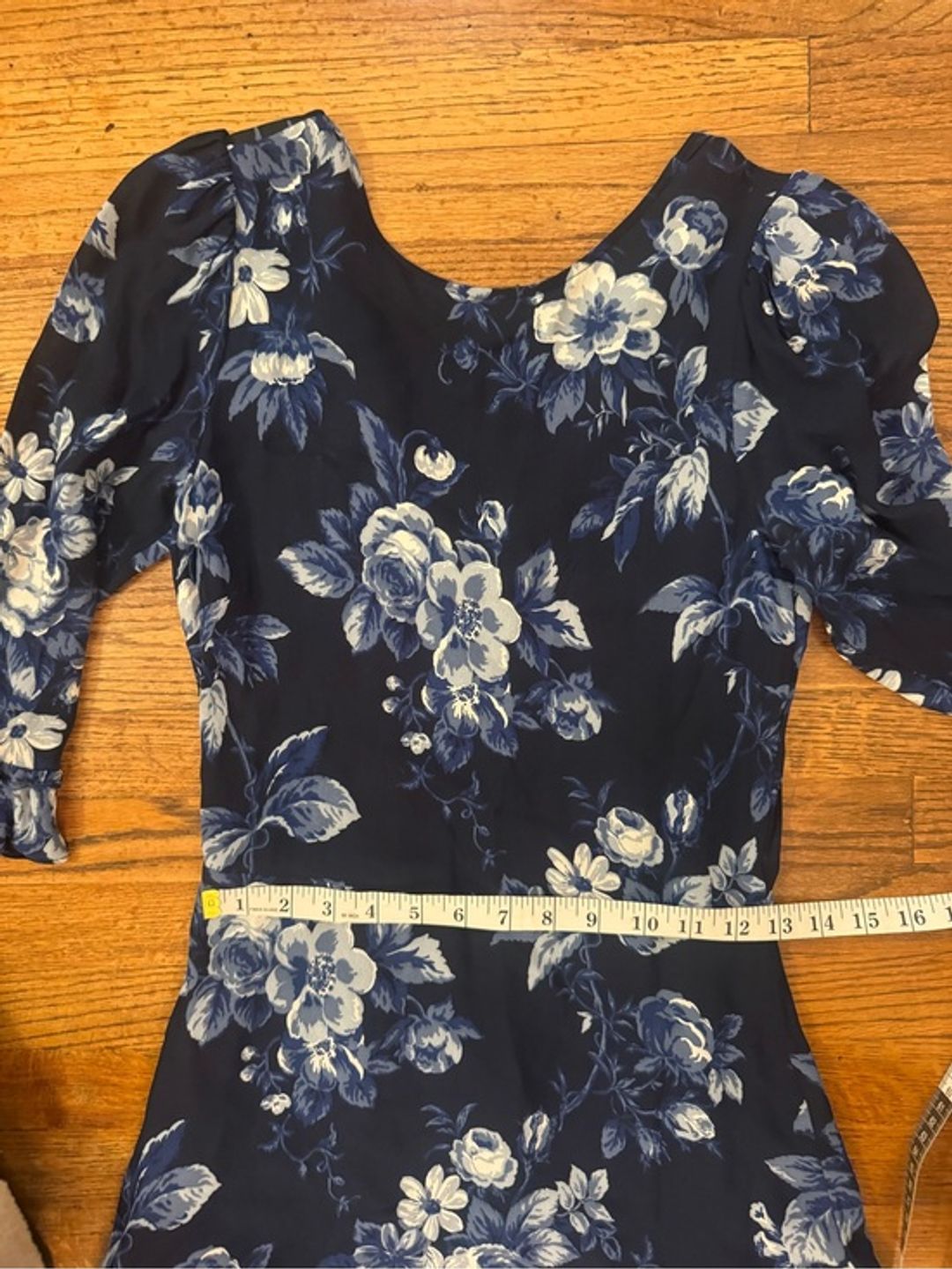 Reformation Doutzen Floral Navy Ruffle-Hem Mini Dress