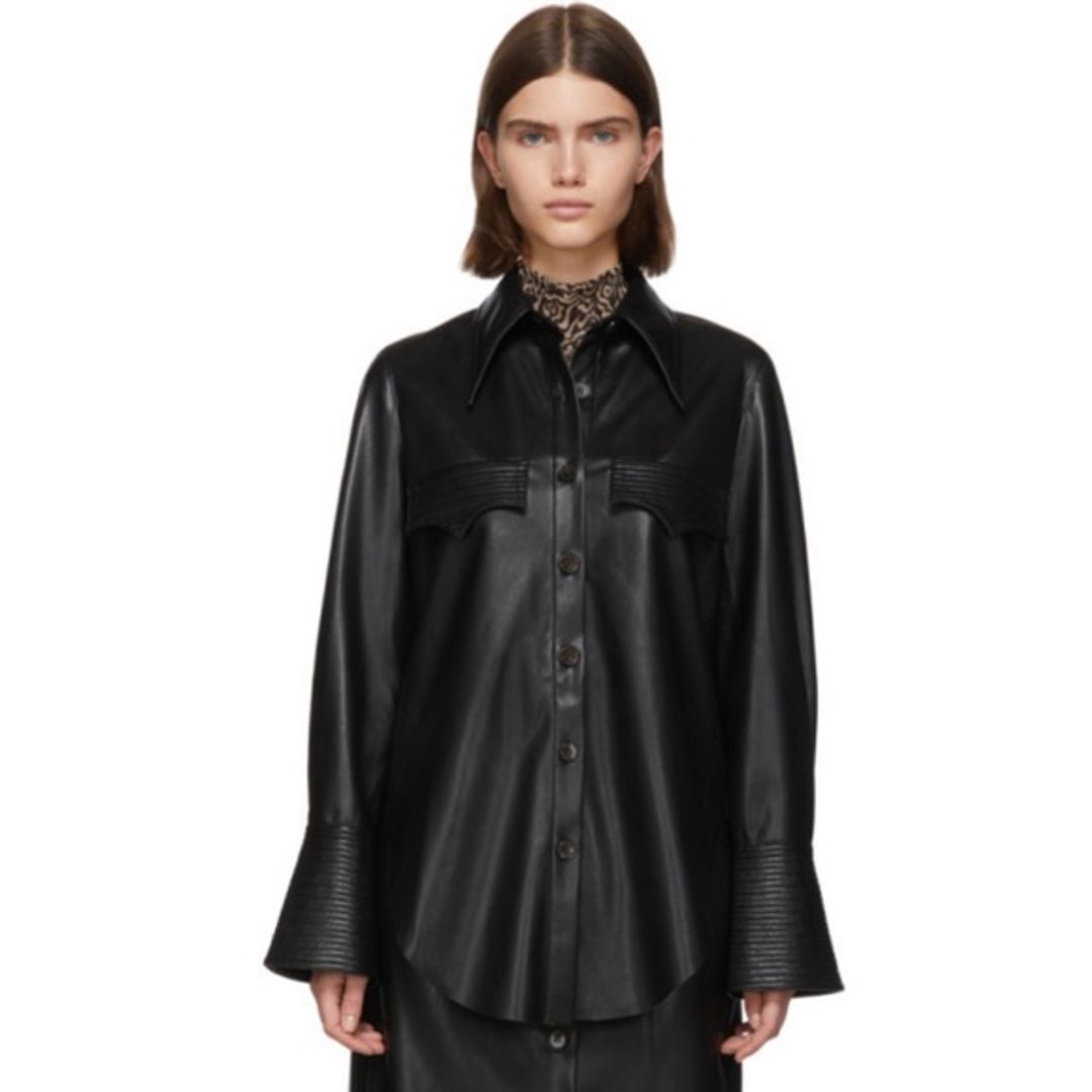 Nanushka Black Vegan Leather Elpi Shirt