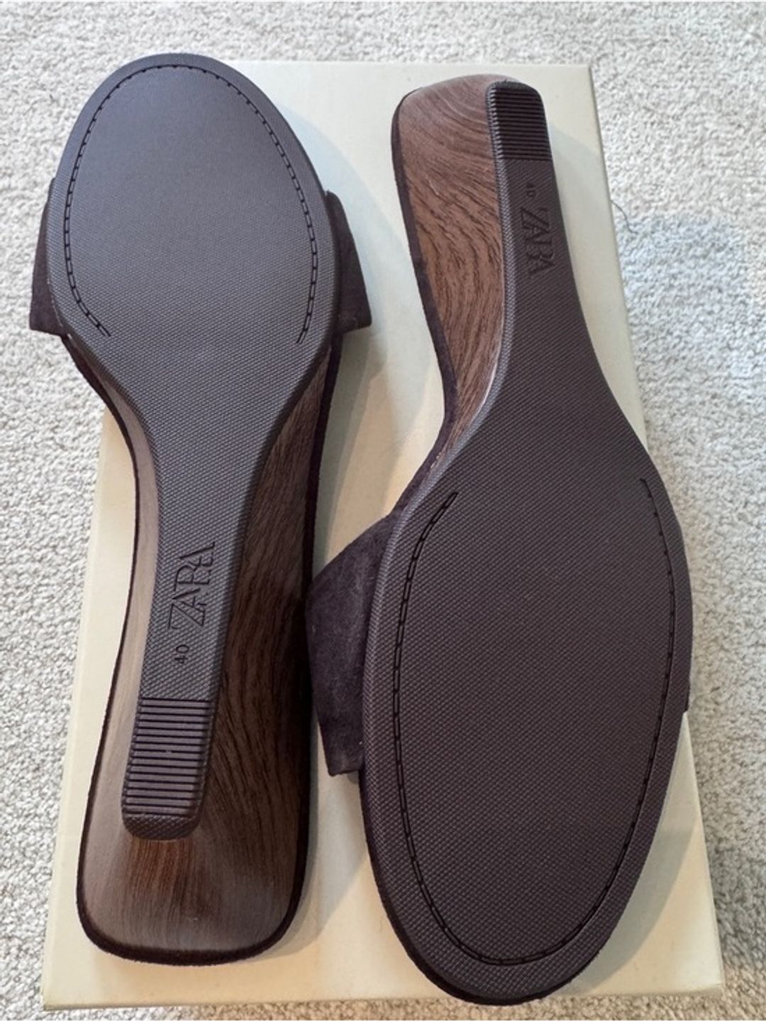 NWT Zara Wedge Sandal in Brown Suede