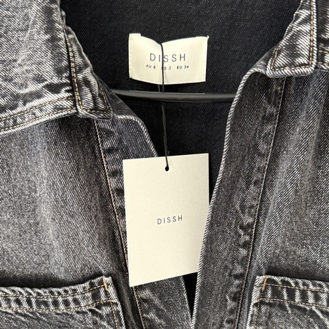 NWT Dissh Mason Washed Black Boxy Denim Shirt in Black