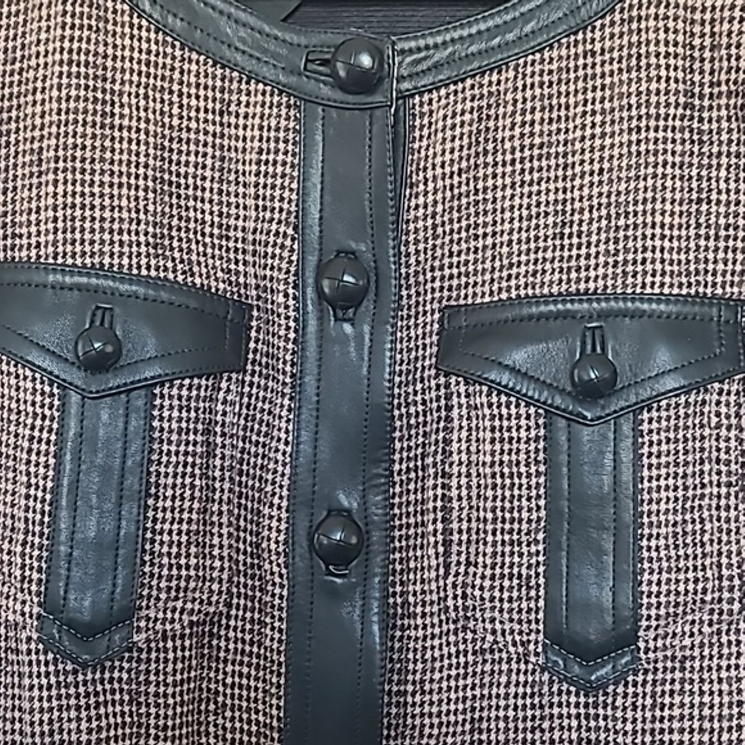 Isabel Marant Pink Tweed Black Leather Trim Jacket