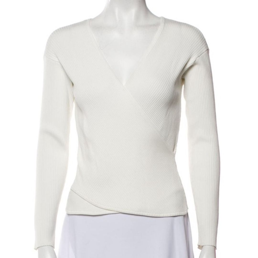 Simkhai Jonathan V-Neck Long Sleeve Ribbed Wrap Top