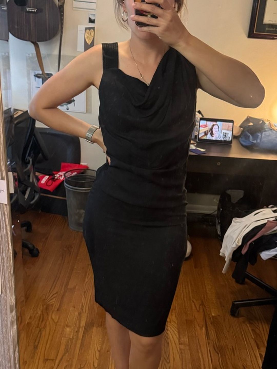 Vivienne Westwood Vintage Black Draped Midi Sheath Dress