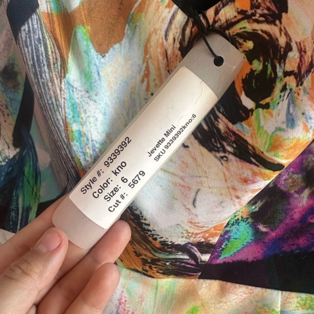 NWT Black Halo Multicolor Abstract Floral Print Mini Dress