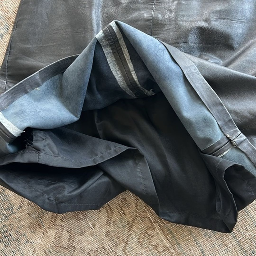 Vintage Black Leather Skirt  Size M