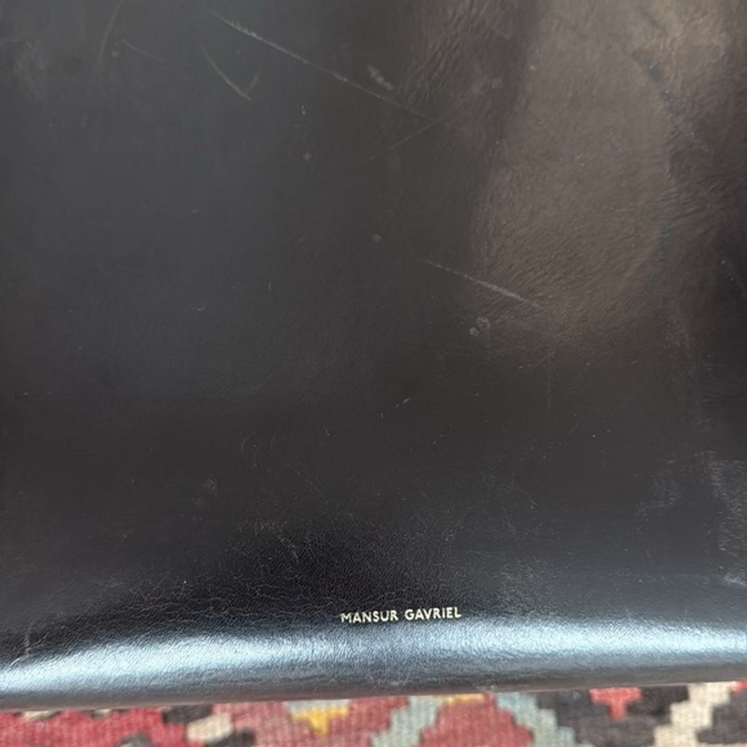 Mansur Gavriel Black Large Tote with Pewter Interior