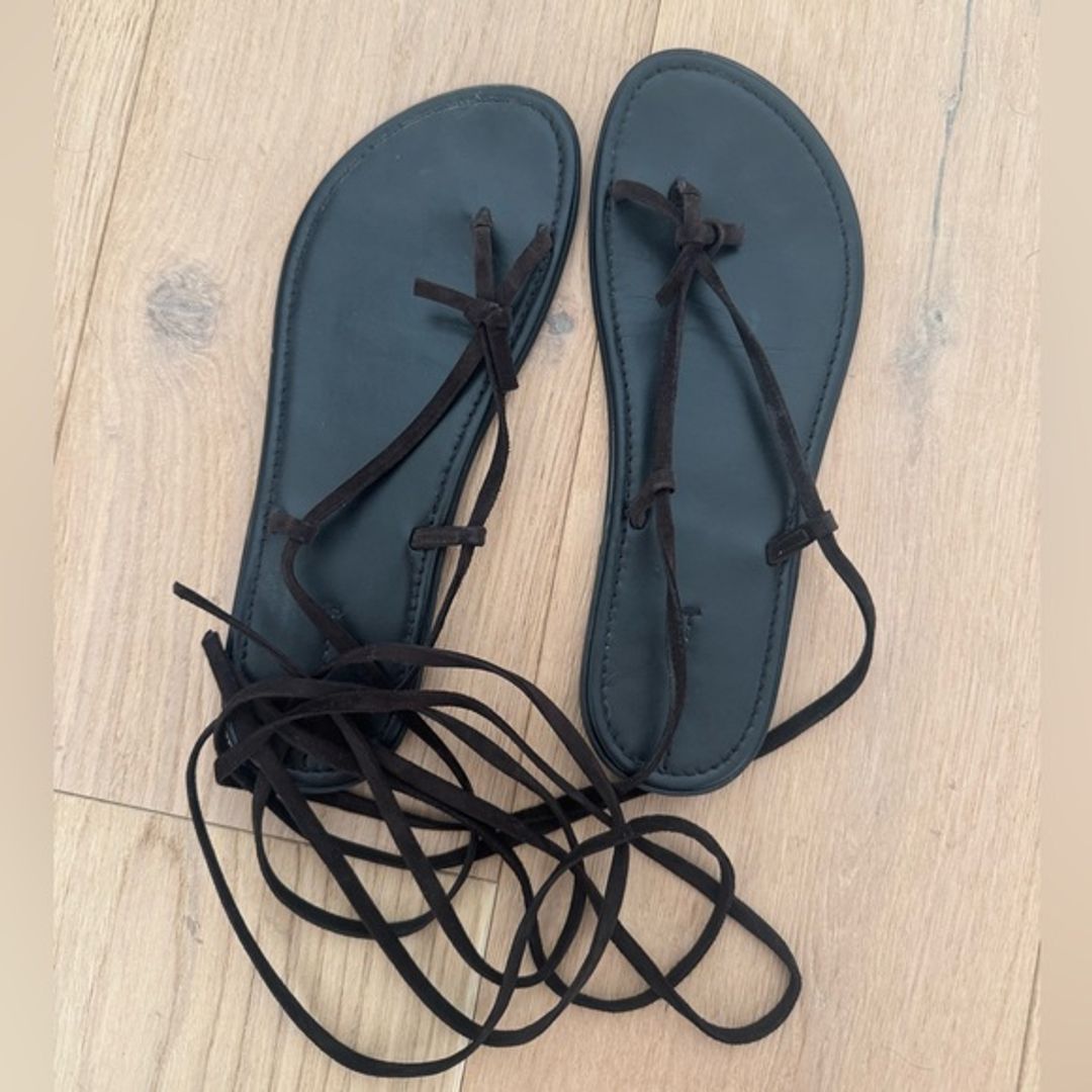 The Row Brown Knot Flat Suede Sandals