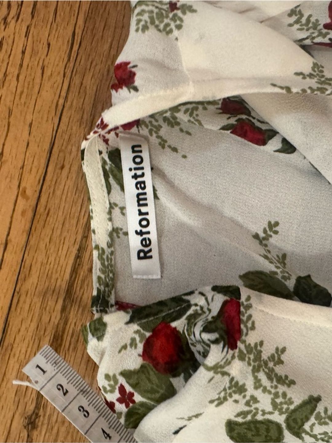 Reformation Doutzen Like New Cream Floral Ruffle Mini Dress