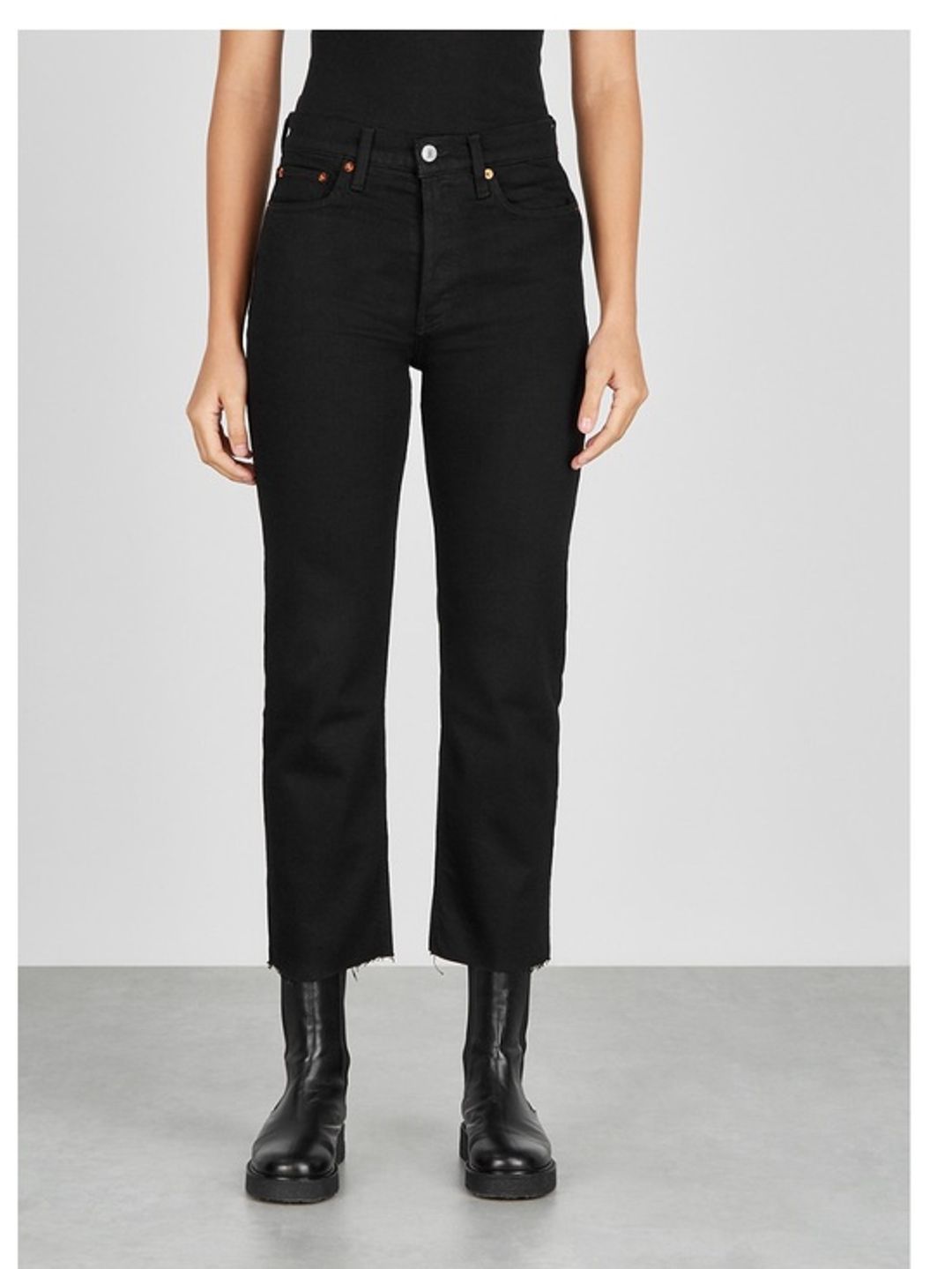 Re/Done Black High-Rise Stovepipe Jeans