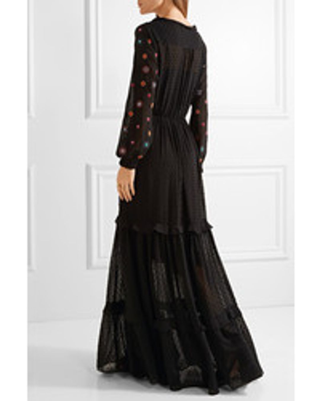Alexia Embroidered Fil Coup Maxi Dress Black #2