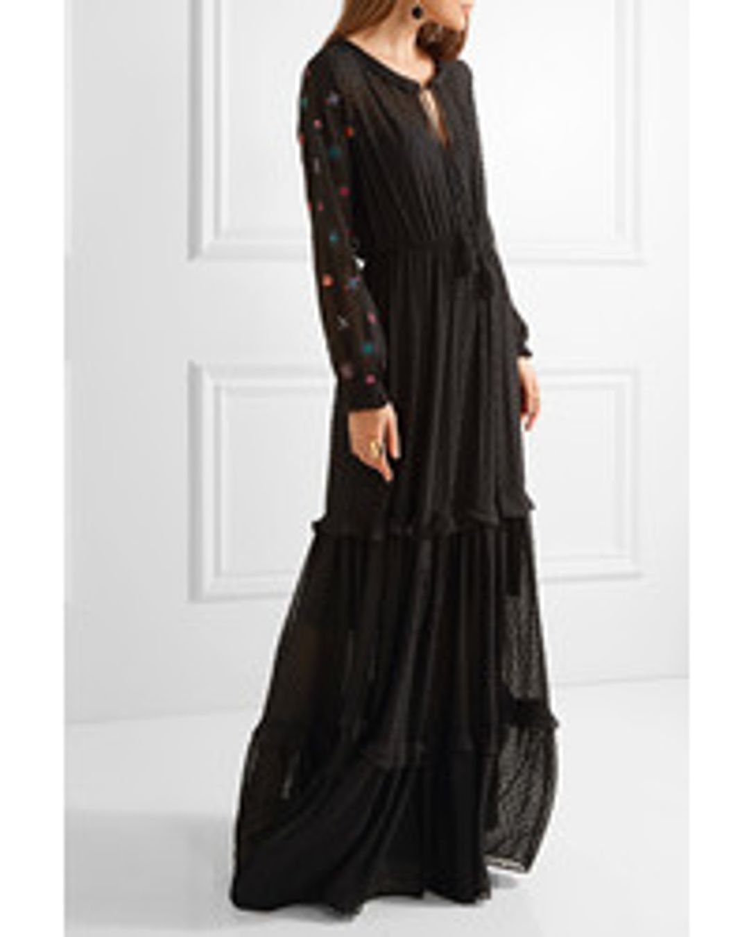Alexia Embroidered Fil Coup Maxi Dress Black #3