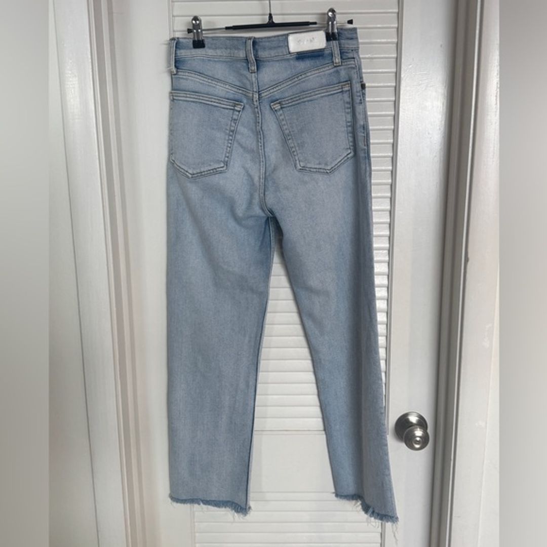 Re/Done Light Blue Straight Jeans with Contrast Stitching