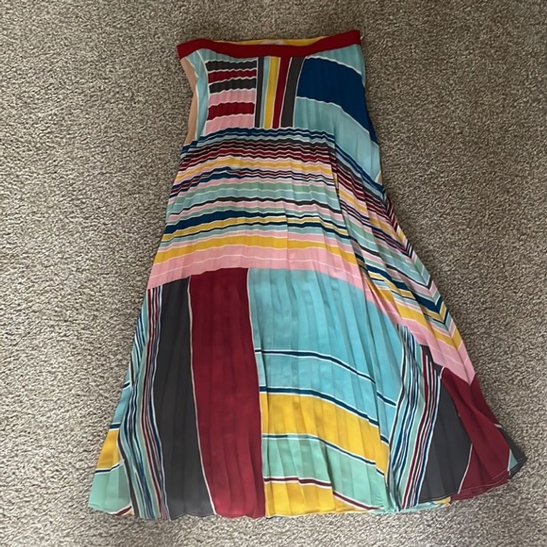 LOFT Cabana Pleated Maxi Skirt in Red