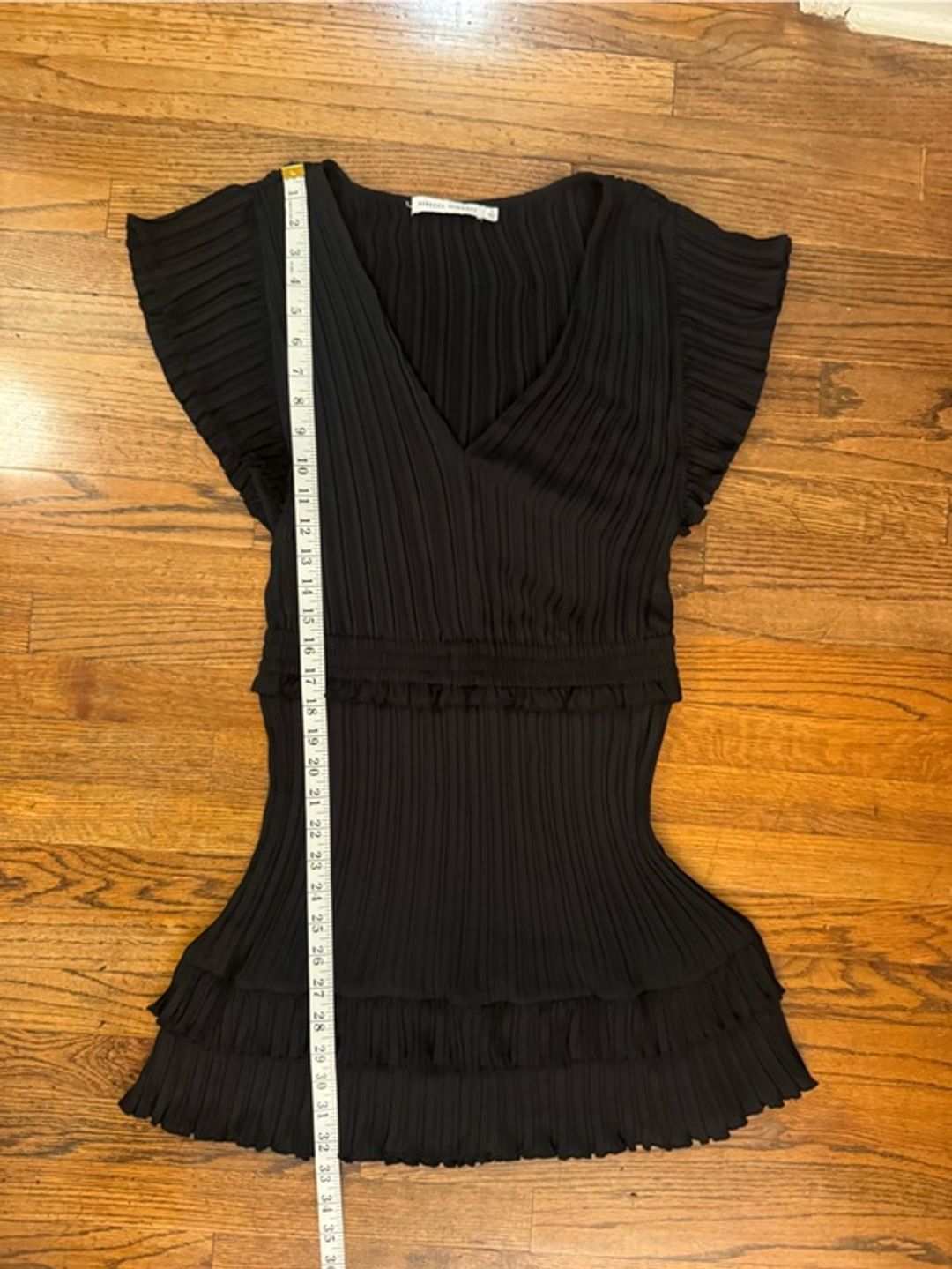Rebecca Minkoff Cotton Linen Black Pleated Mini Dress