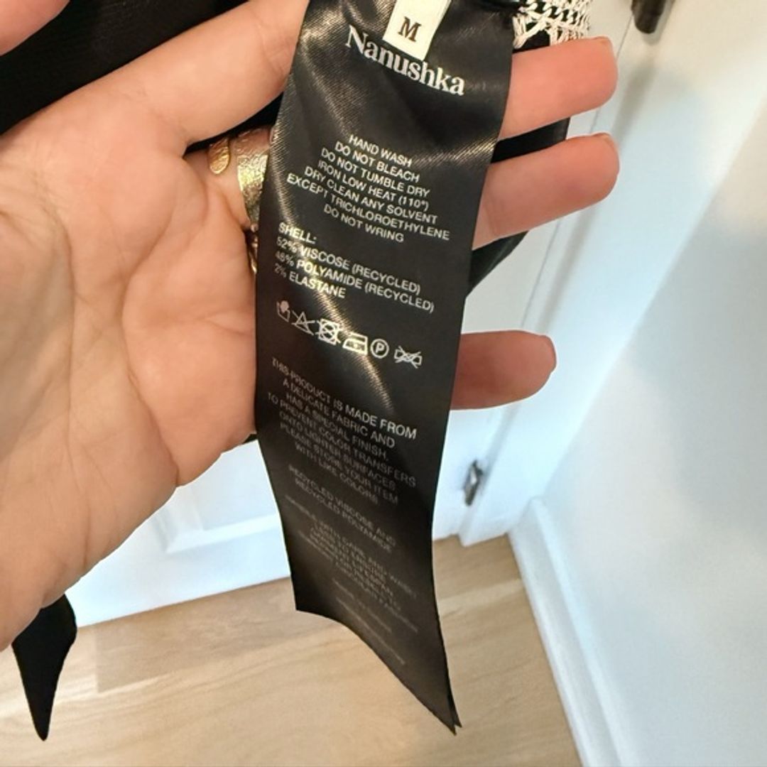 Nanushka Silvia Black Crochet Shirt Jacket