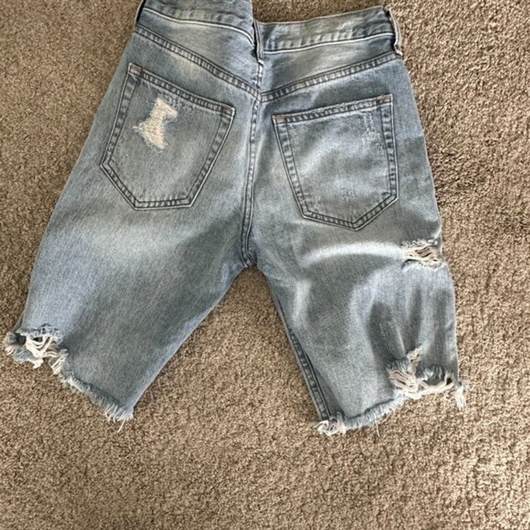 Free People Distressed Denim Bermuda Shorts