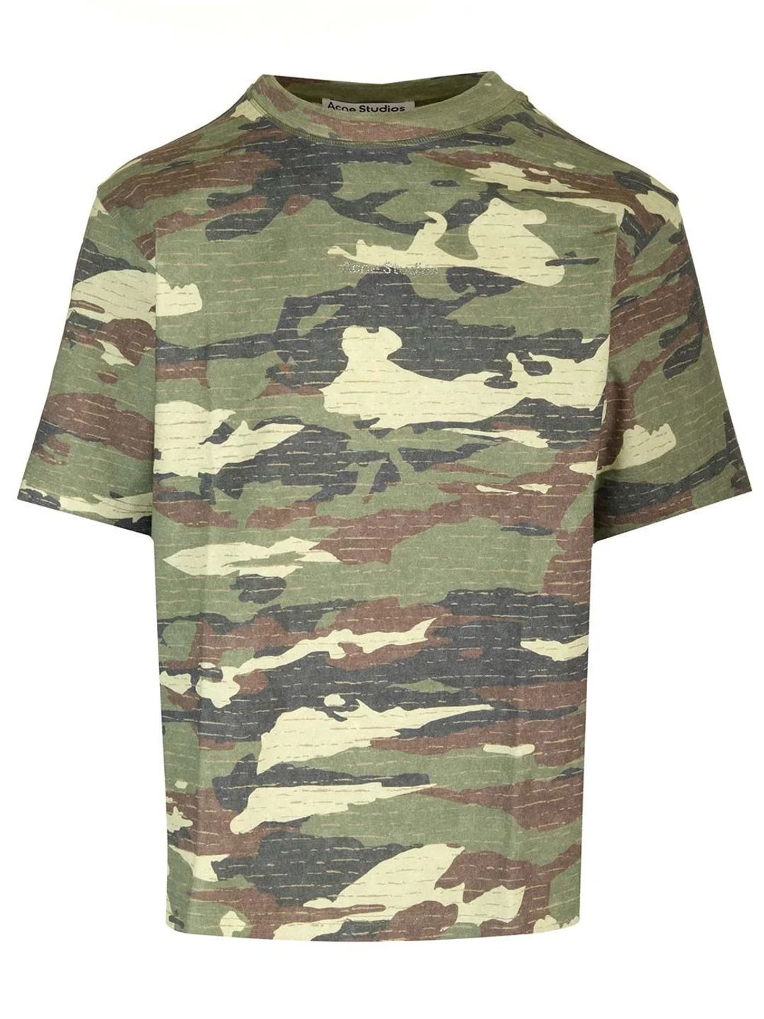 Camouflage Patterned Crewneck T-Shirt