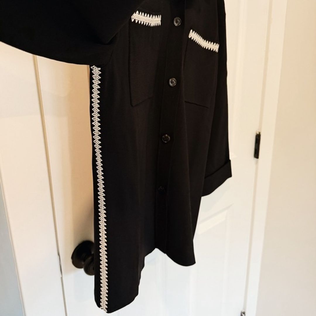 Nanushka Silvia Black Crochet Shirt Jacket