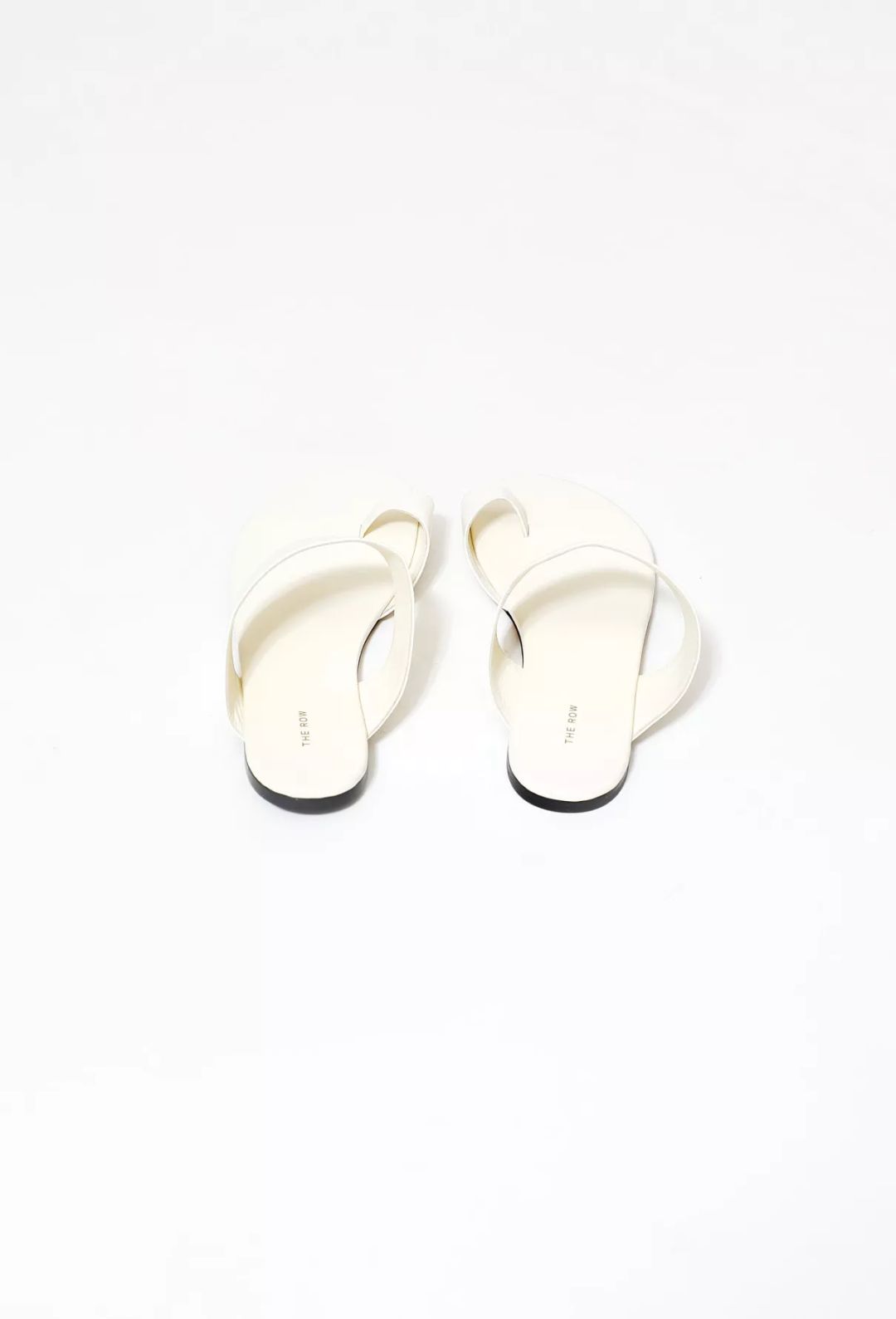 The Row Infradito Flat Leather Toe-strap Slide Sandals In Ivory