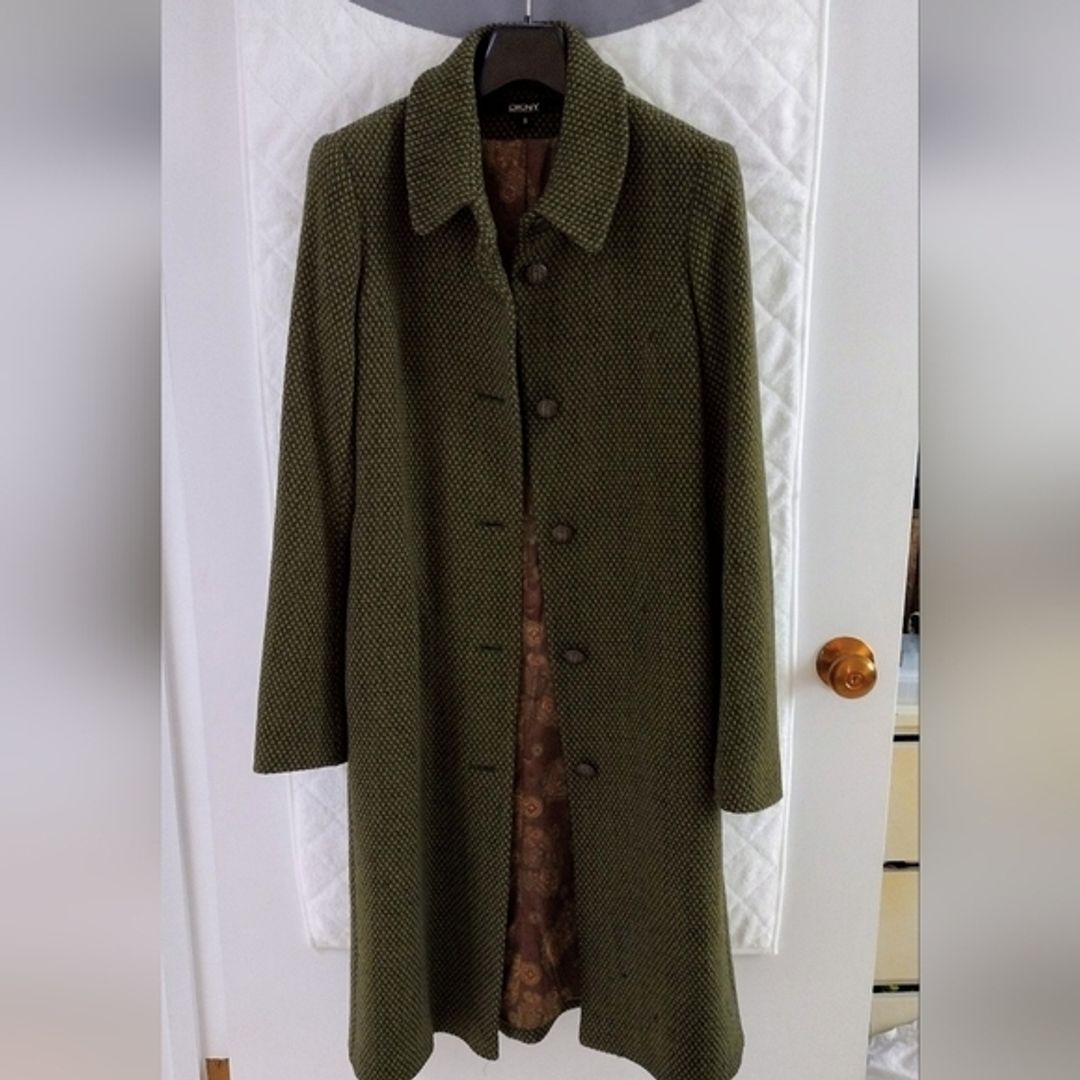 Donna Karan DKNY Green Wool Blend Maxi Coat