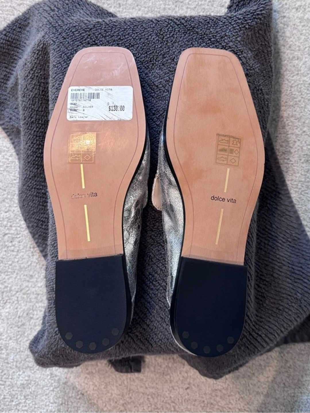 Dolce Vita Beny Flats Silver Distressed Leather - Size 8
