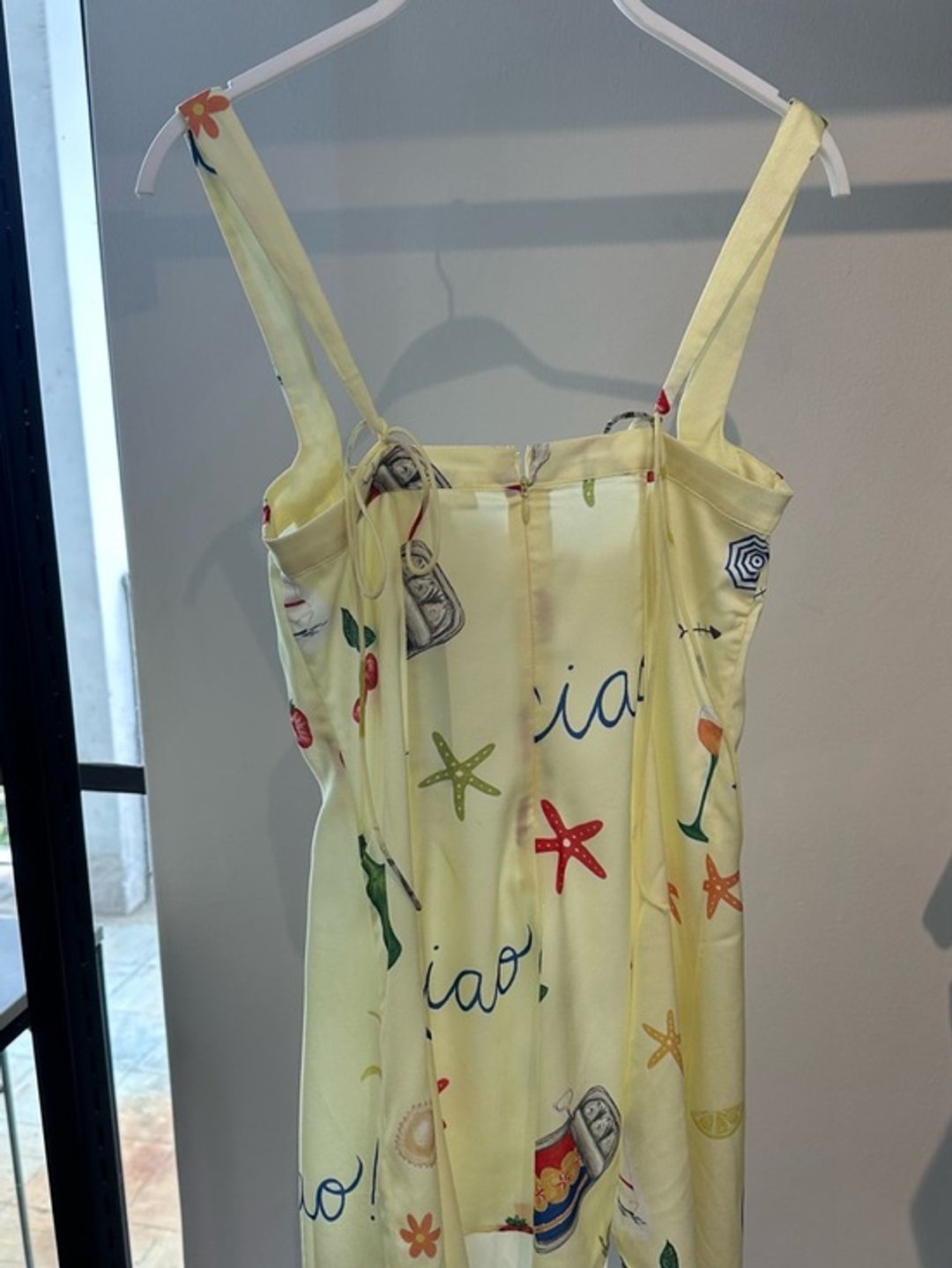 NWT For Love & Lemons Ciao Yellow Printed Sweetheart Mini Dress
