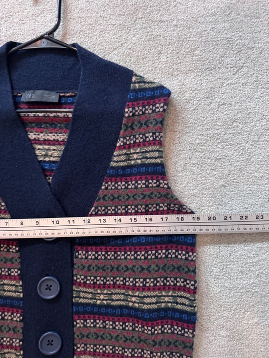 Zara Jacquard Knit Wool Vest