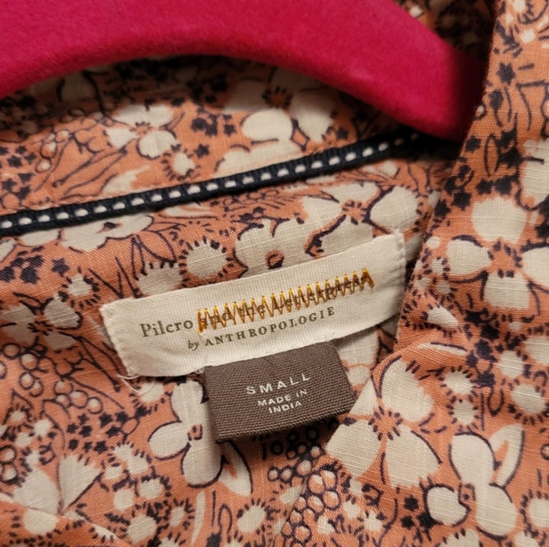 Anthropologie Sasha Smocked Boyfriend Buttondown