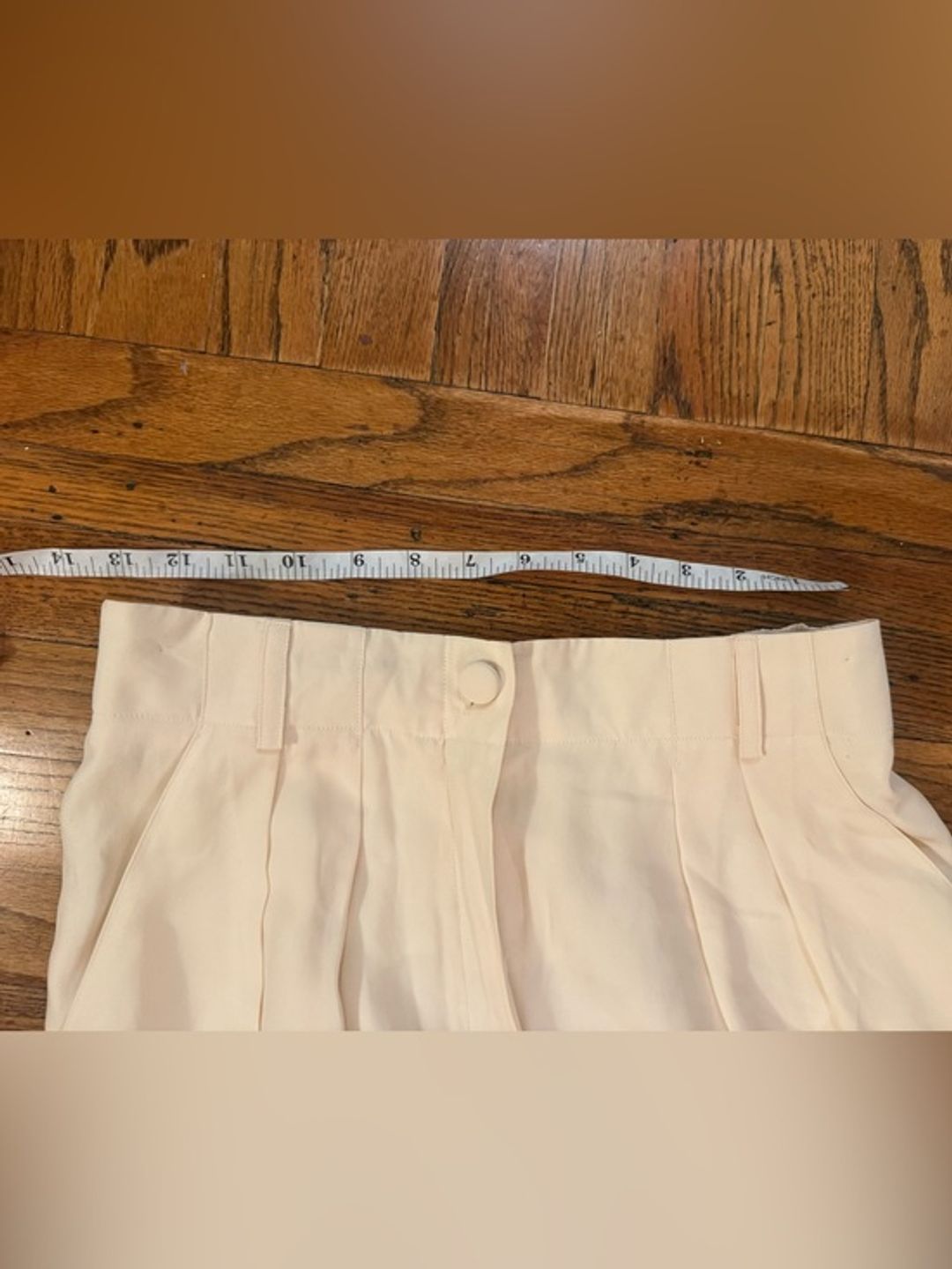 Vintage Silk Pleated Effortless High-Rise Cream Pants