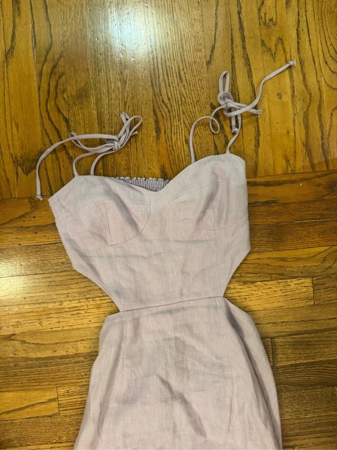 Reformation Alessa Linen Tie Shoulder Midi Dress