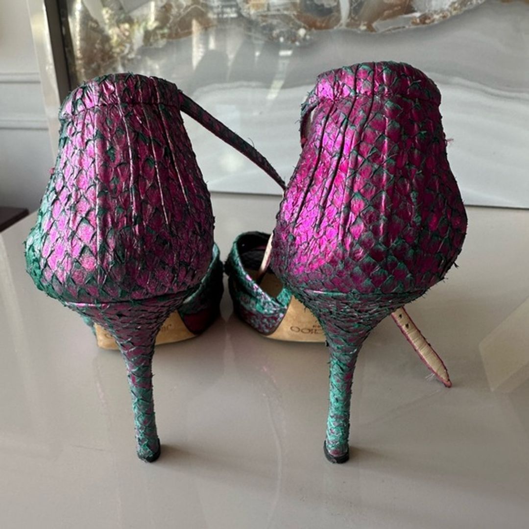 Jimmy Choo Pink and Green Iridescent Heels